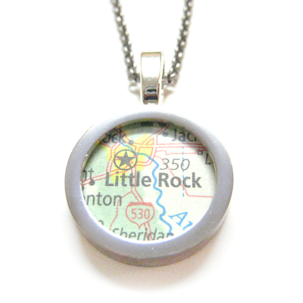 Little Rock Arkansas Map Pendant Necklace